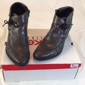 Rieker charcoal ankle boots, 8.5, 2 inch heel